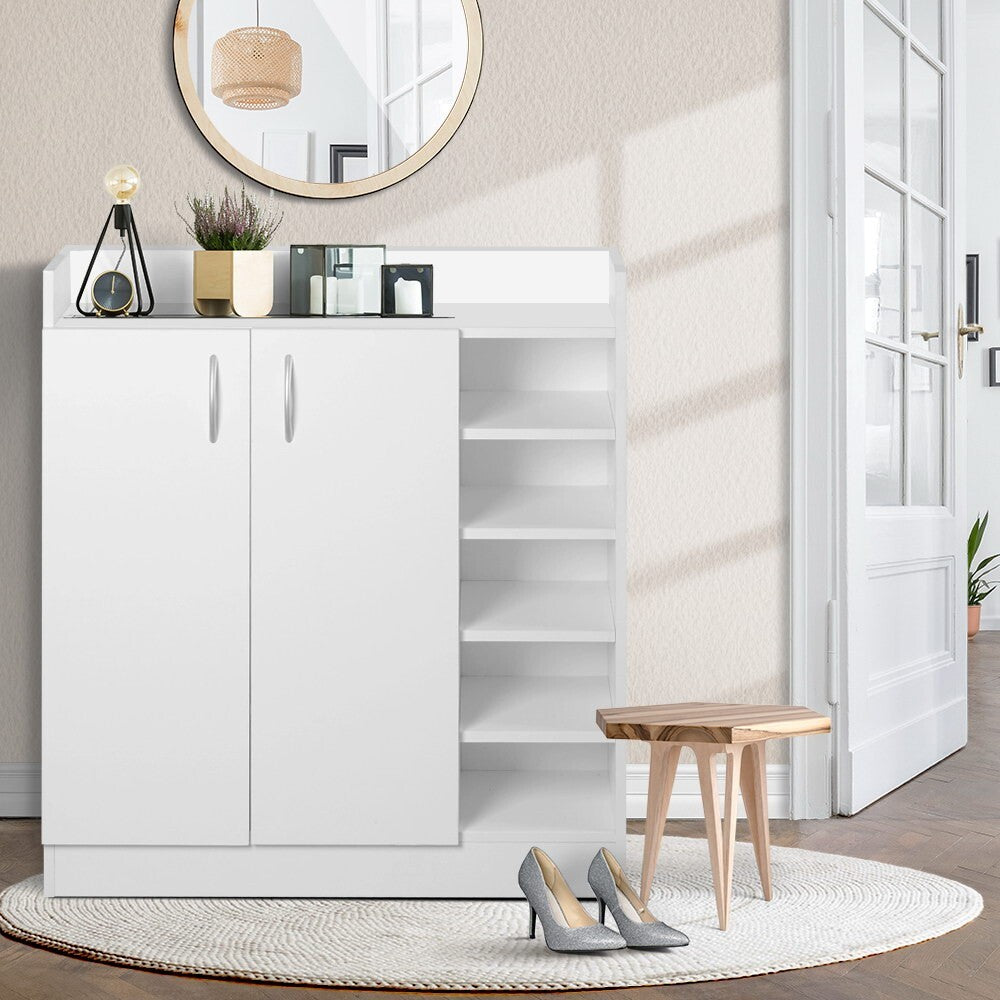 Shoe Rack Storage Cabinet 21 Pairs White Organiser Shelf Cupboard
