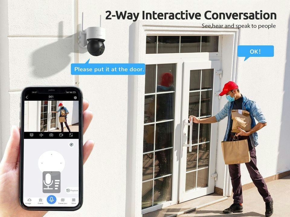 4PCS Wireless WIFI Solar/Battery PTZ Outdoor Home Security Camera System 1080P