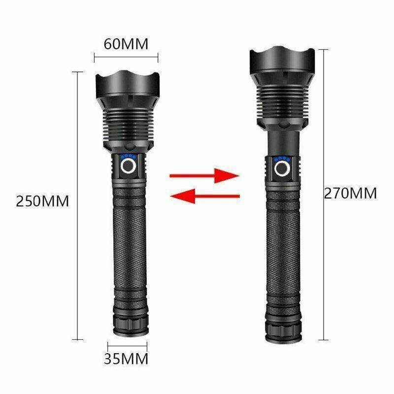 1100000 Lm Rechargeable XHP90 Most Powerful LED Flashlight USB Zoomable Torch