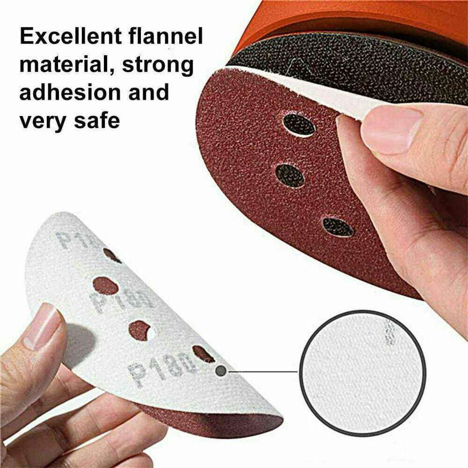 Sander Pads 125pcs 125mm 5" Sanding Discs 60 80 100 120 240 Mixed Grit