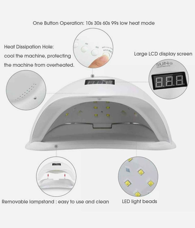 LED UV Nail Lamp 48W Lights Gel Polish Dryer Salon Curing Manicure Machine
