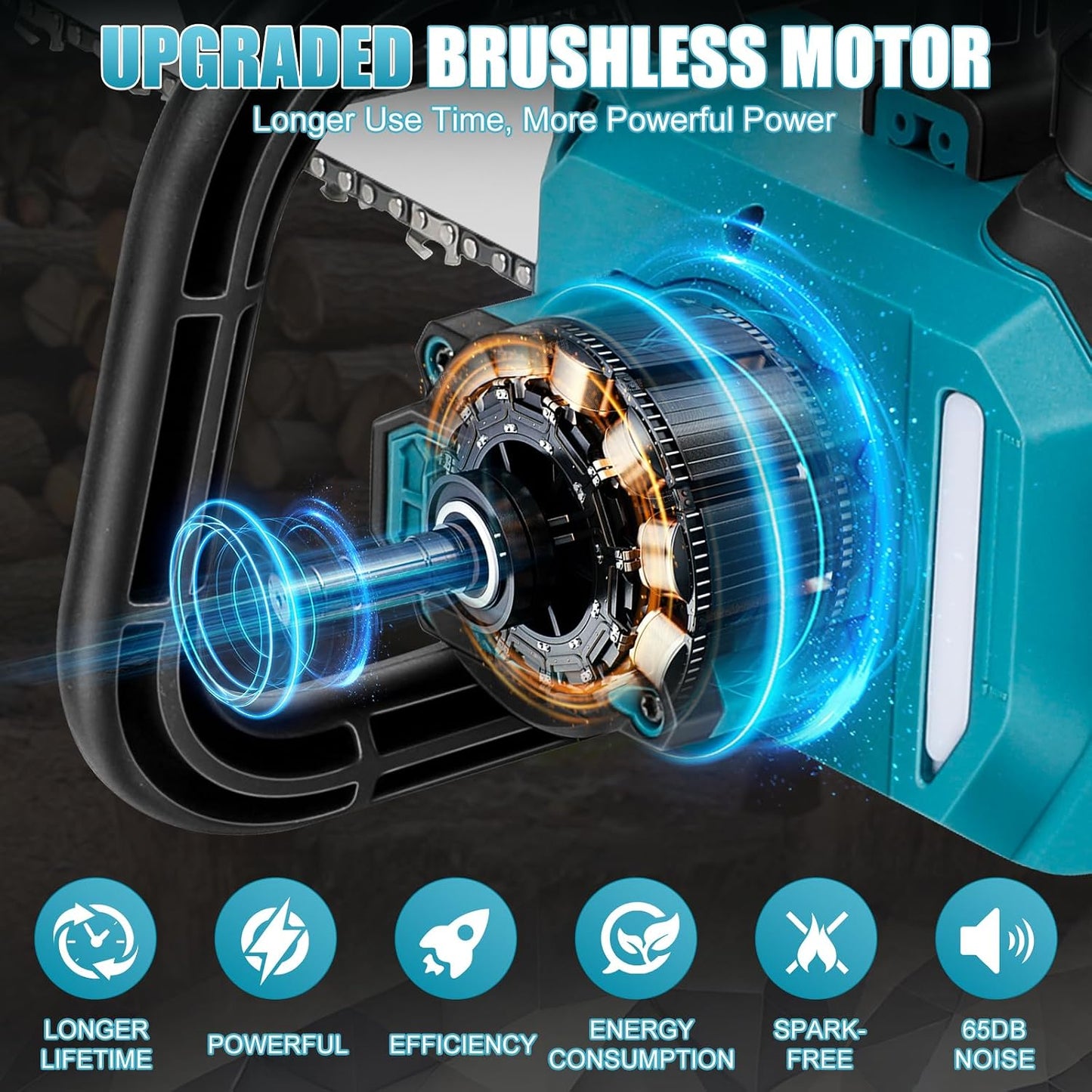 12-Inch Brushless Cordless Chainsaw 1000W - 18V Makita Compatible
