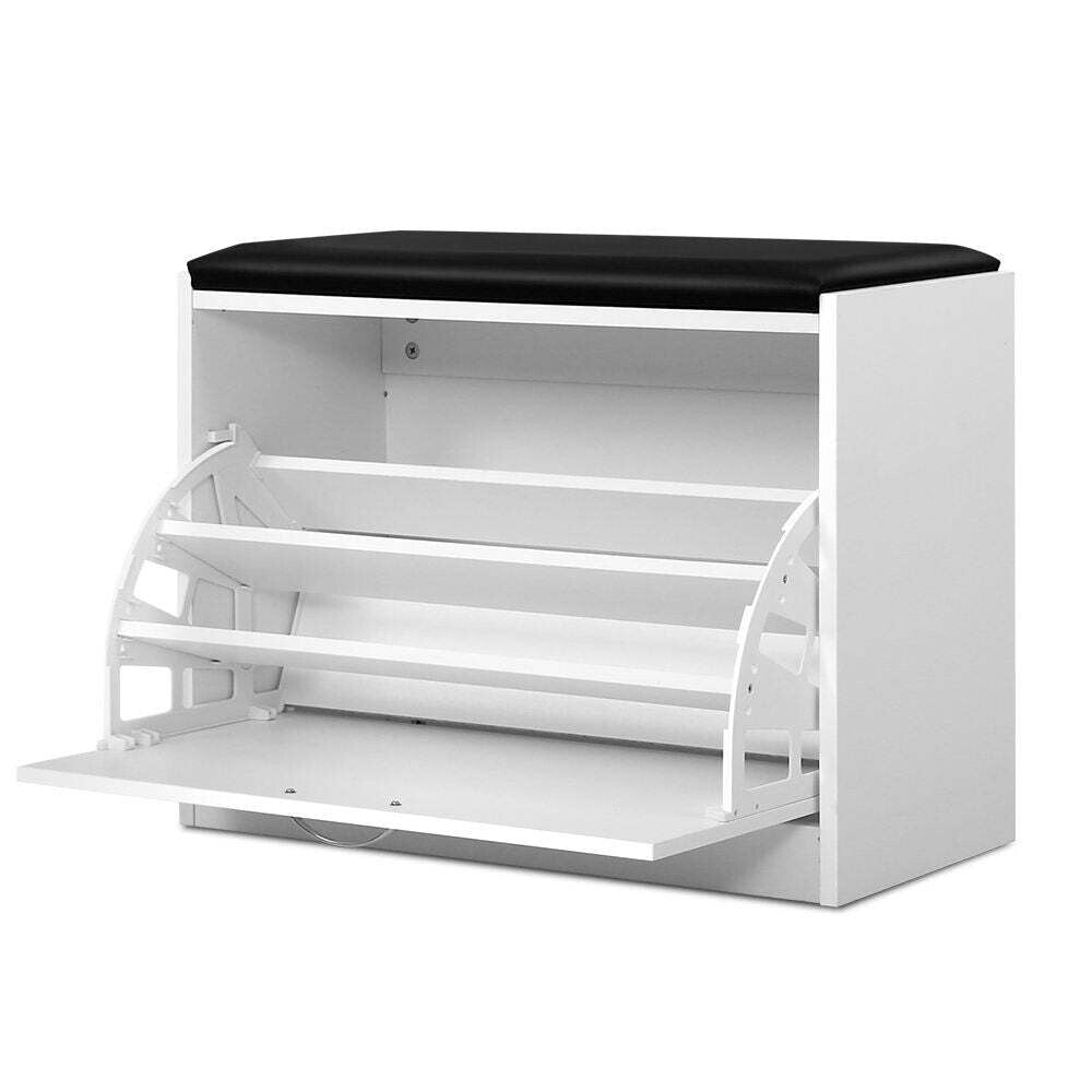 Shoe Rack Cabinet Bench 15 Pairs White