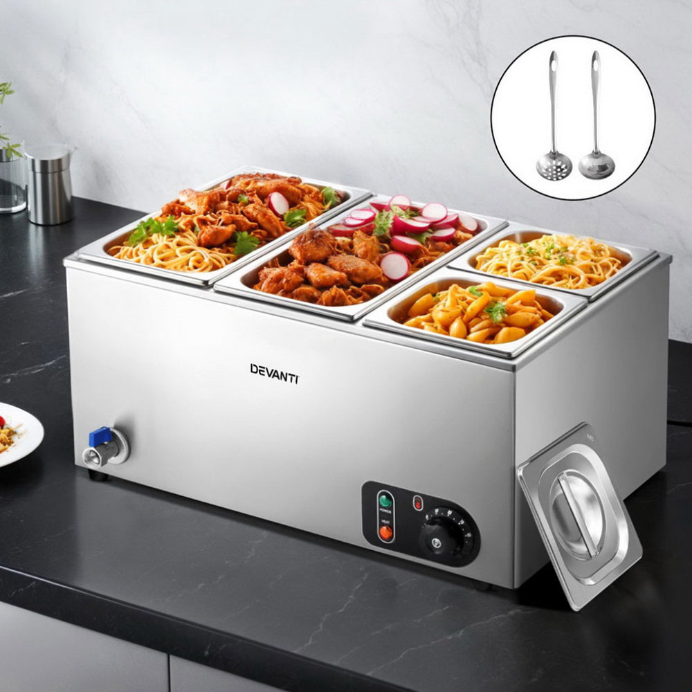 Commercial Bain Marie Food Warmer, 4 Electric Buffet Pans