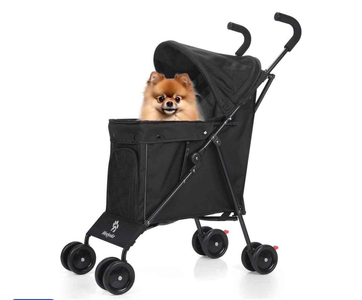 Pet Stroller / Pram for Dogs & Cats – Black, Pink or Blue