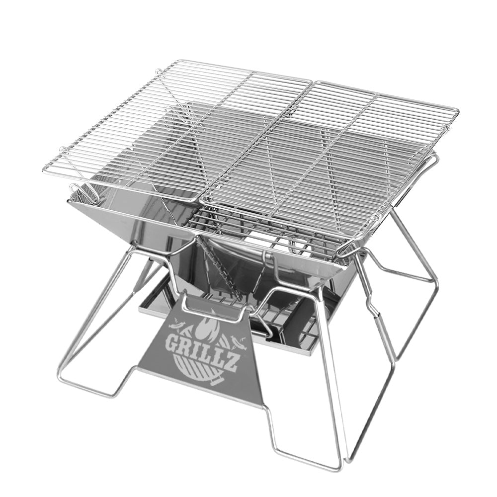 Portable Fire Pit BBQ Grill with Carry Bag (Cube Style)