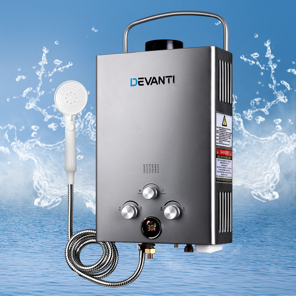 Portable LPG Gas Water Heater with Pump (Grey)