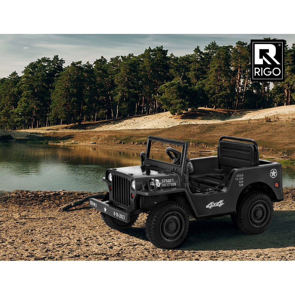 Black Car Jeep Kids Electric Military Toy Cars Off Road Vehicle 12V