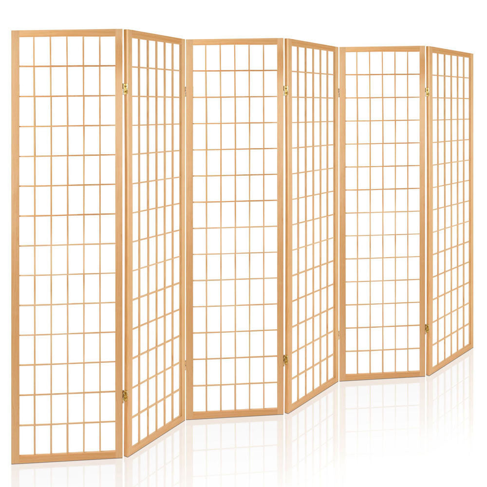 6 Panel Room Divider Screen, 261 x 179cm (Natural)