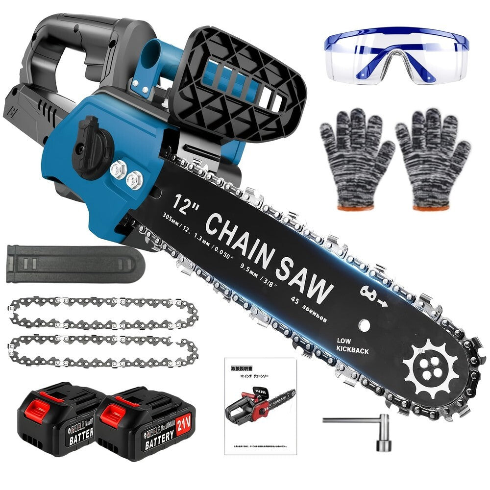 12 Inch Cordless Chainsaw Brushless 21V with 2 Batteries Electric Chain Saw - Brand New
