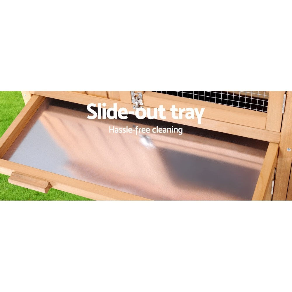 Large Wooden Rabbit Hutch Chicken Coop 138cm Two Storey with Run - Brand New