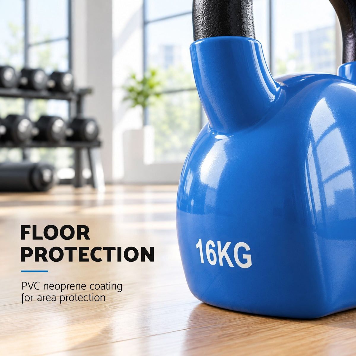 16kg Cast Iron Kettlebell Blue PVC Coated - Brand New