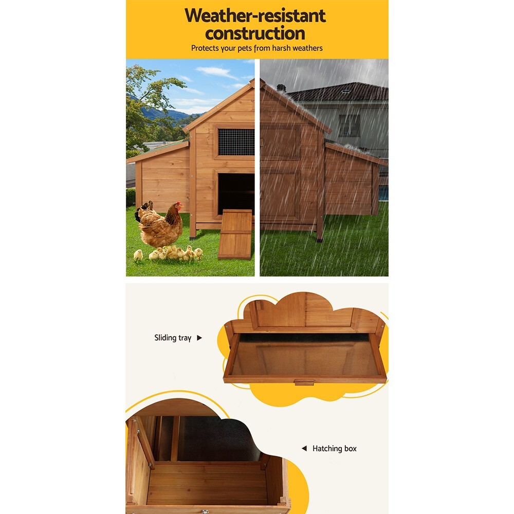 Large Wooden Chicken Coop Rabbit Hutch 150cm Nesting Box - Brand New