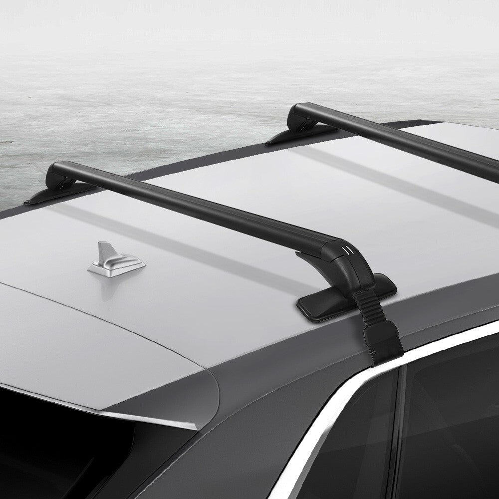 Car Roof Racks Pair 90cm Lockable Aluminium Cross Bars Black - Brand New