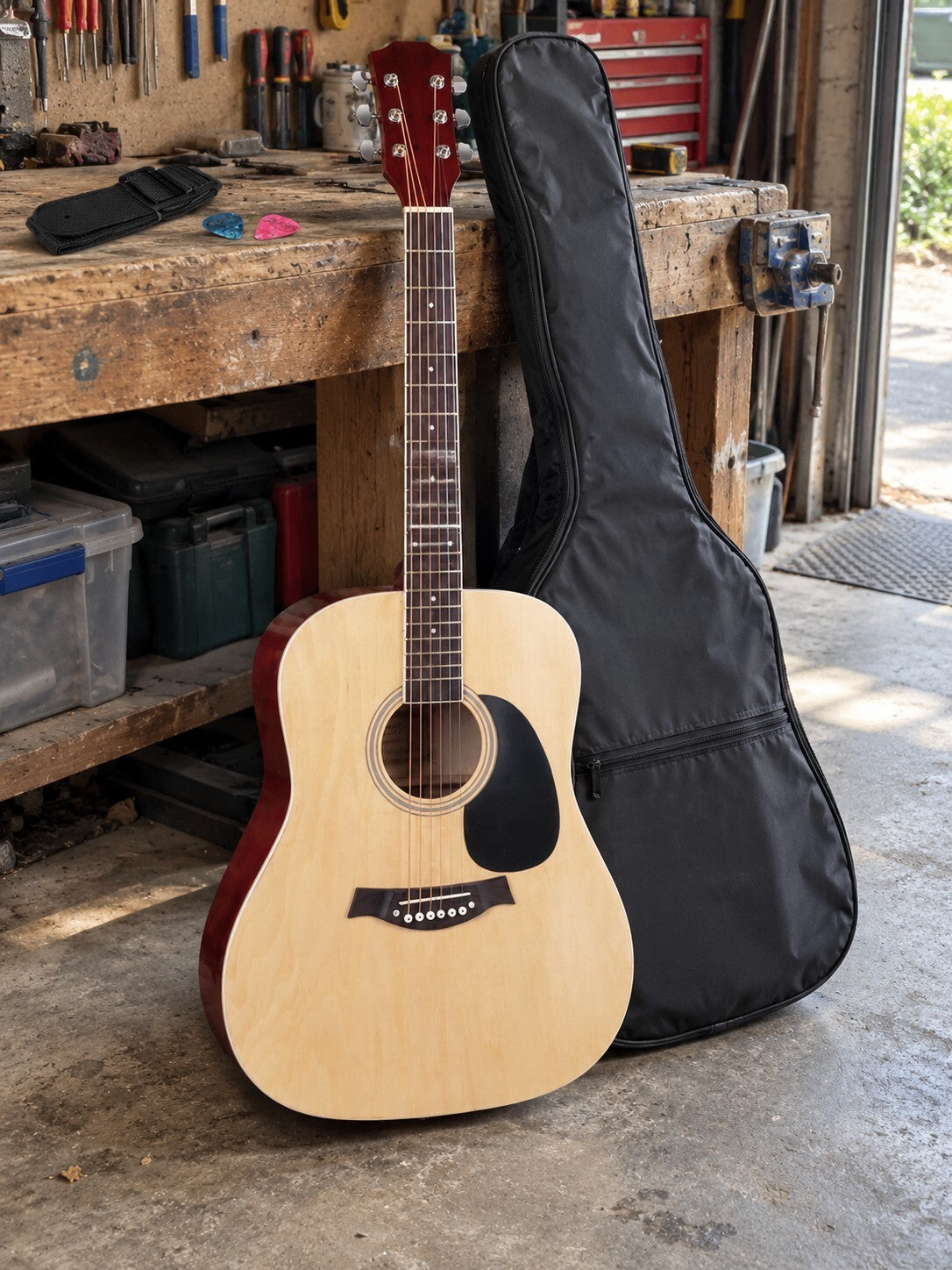 41 Inch Acoustic Guitar Dreadnought Steel String with Bag Strap Picks - Brand New
