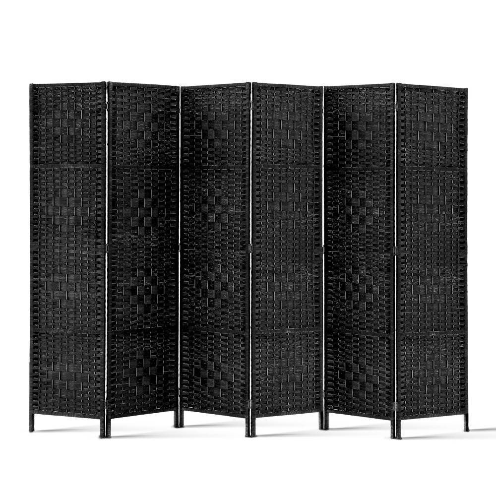 6 Panel Room Divider Screen Privacy Rattan Timber Dividers Woven Stand