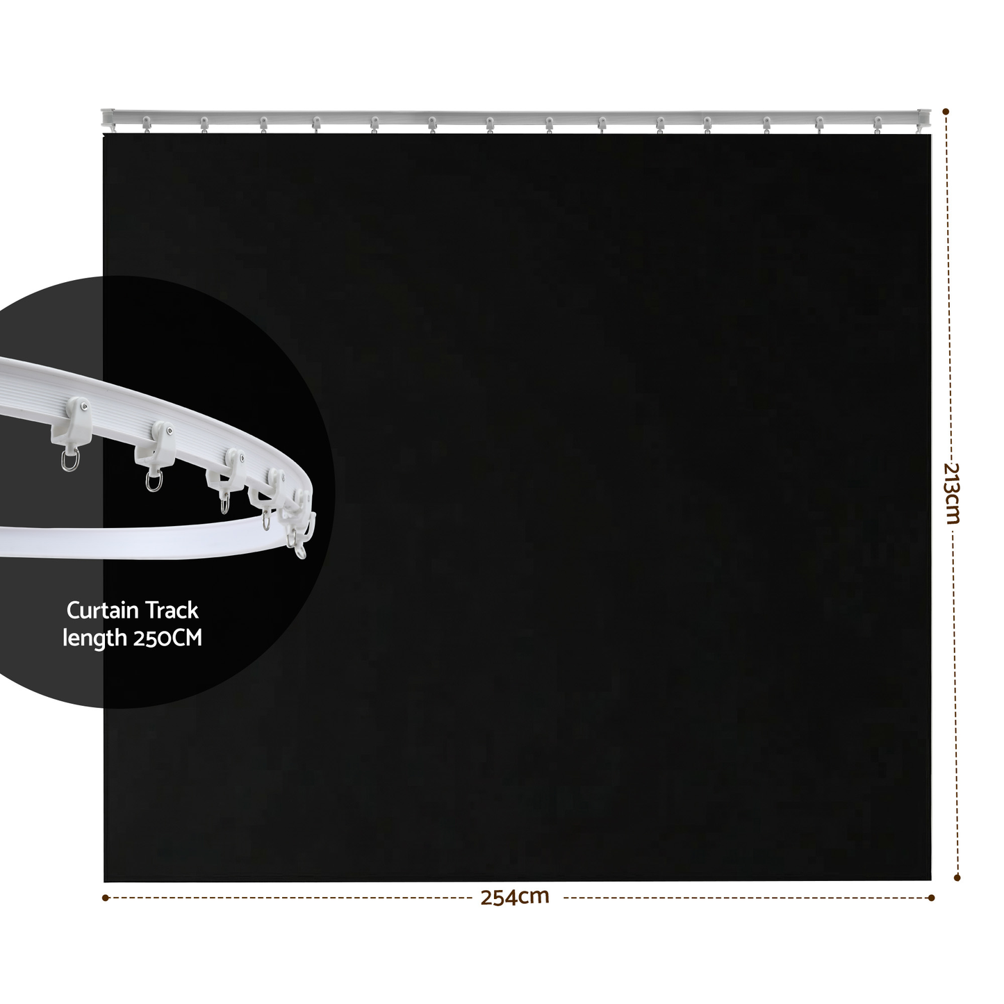 Room Divider Curtain Ceiling Mounted Track Sets Flexible Black