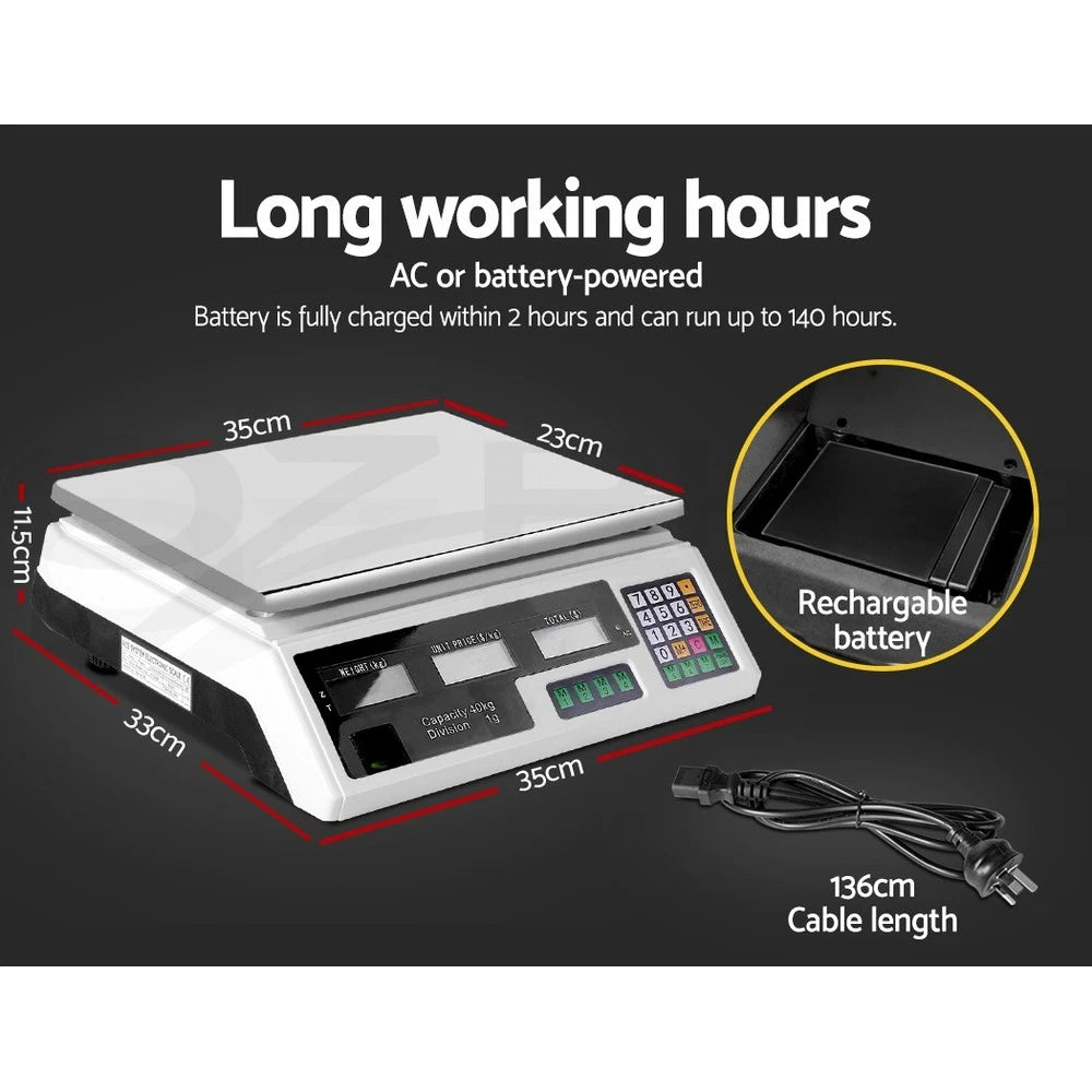 40KG Digital Kitchen Scale Electronic Weighing Shop Market Commercial LCD