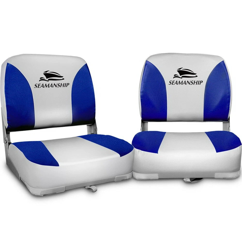 2X Folding Boat Seats Seat Marine Seating Set All Weather Swivels B&G