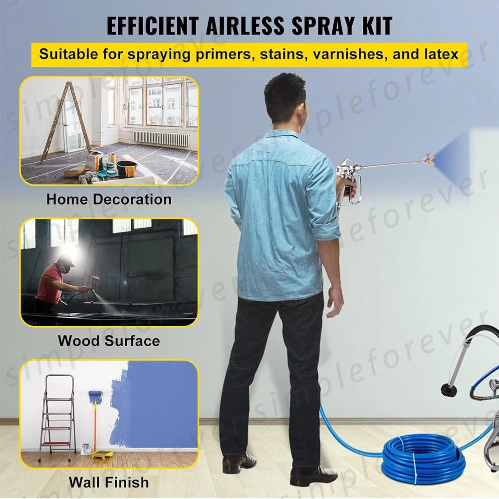 Airless Paint Sprayer Spray Gun With Tip 15M Hose 20cm Extension Shaft Universal