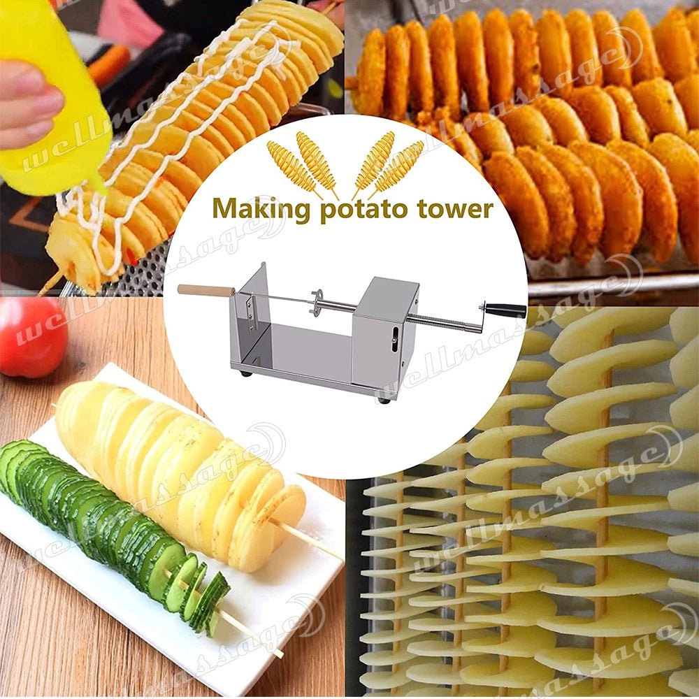 Stainless Steel Potato Twister Tornado Slicer Cutter Vegetable Spiral Machine AU