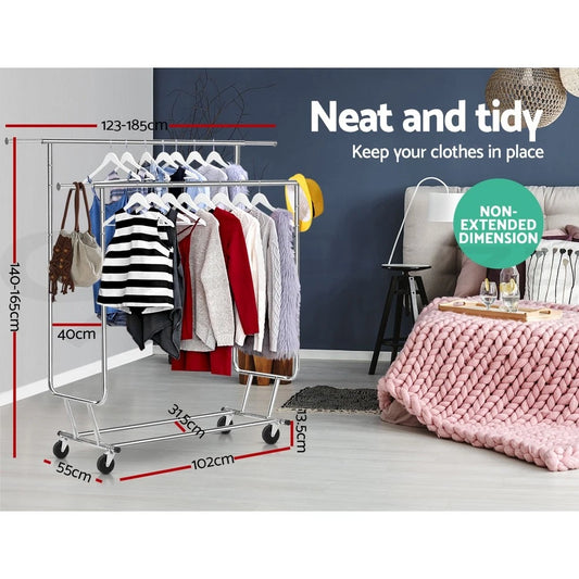 Clothes Rack Airer Double Rail Stand Metal Adjustable Hanger Portable