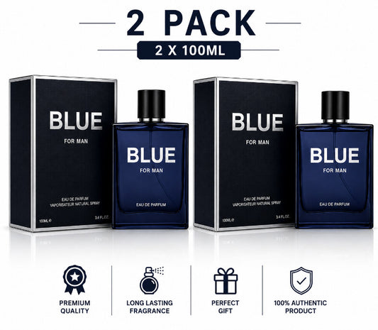 2 Pack Blue For Men Perfume 100ml Eau De Parfum Fragrance Spray