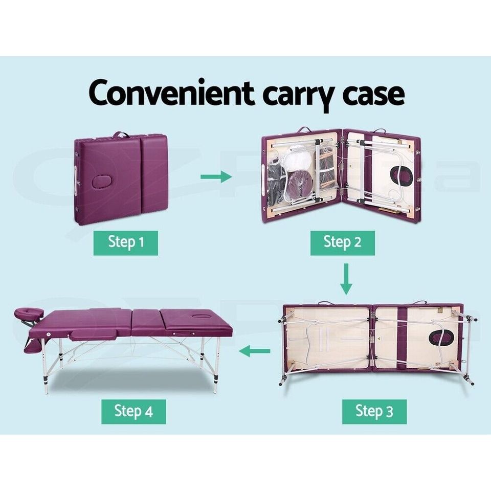 Massage Table Portable Aluminium Massage Bed Beauty Chair Therapy Folding