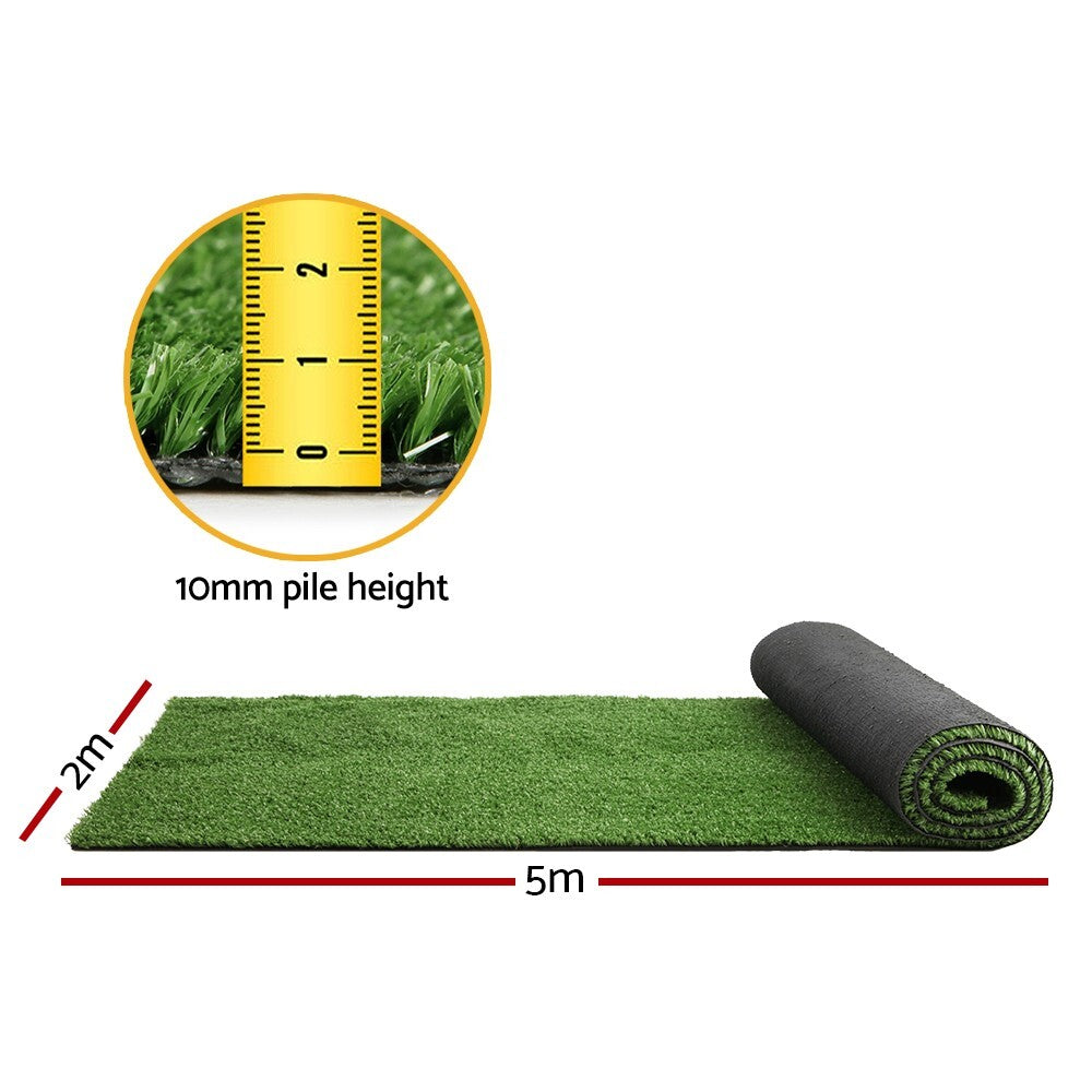 Synthetic Artificial Grass Fake Lawn Turf 2mx5m Plant Mat Olive 10mm