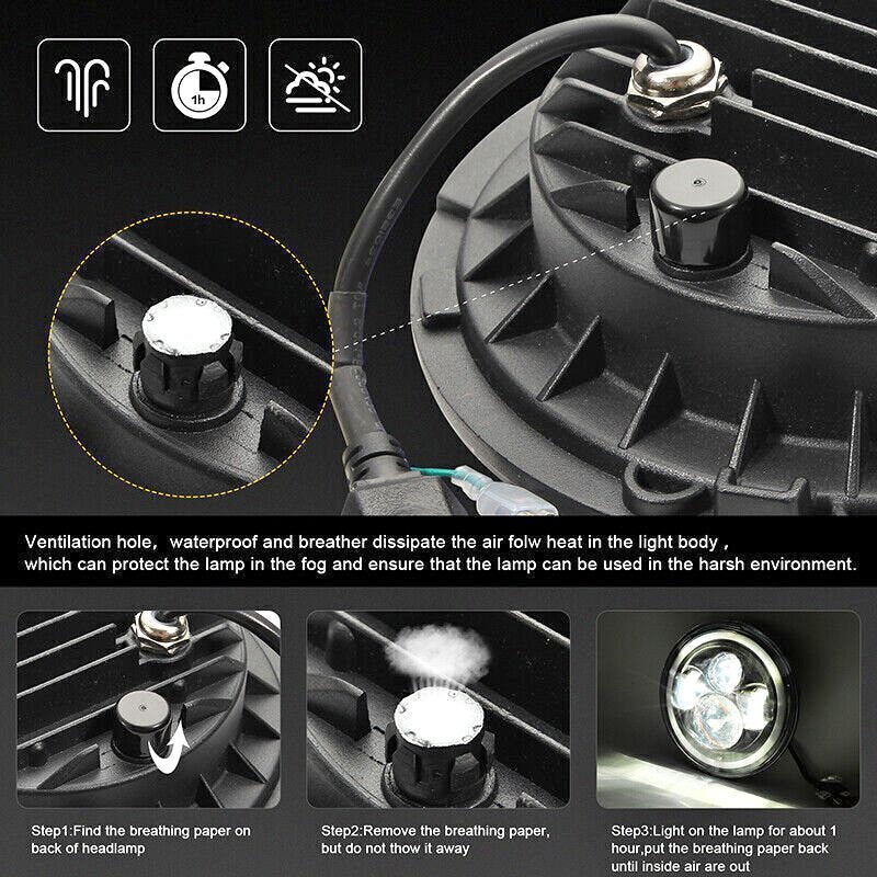 Pair 7" Inch LED Headlights Hi/Lo Beam DRL Projector Fit for JEEP JK GQ PATROL