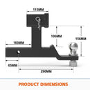 Dual Hitch Ball Mount Tongue Multi Use 2" Tow Bar Trailer Camper Bike Rack 4WD