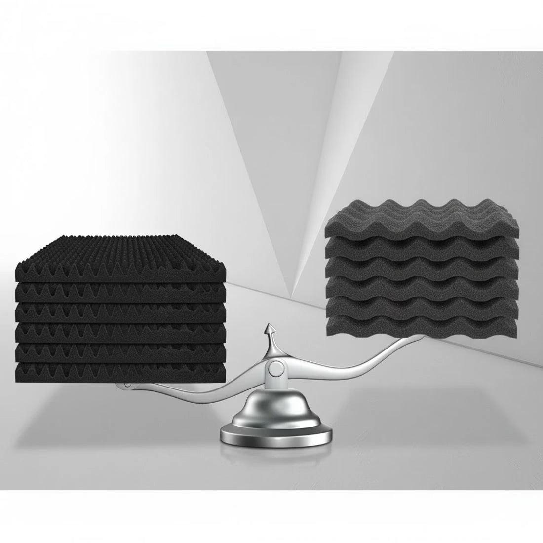 10pcs 50x50x5cm Acoustic Foam Sound Absorption Proofing Panels Eggshell Black