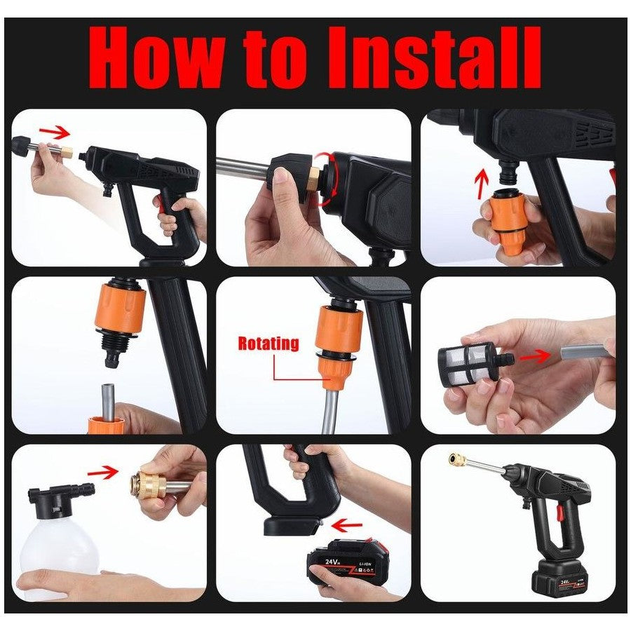 Cordless Pressure Washer Electric High Power Cleaner Wall Driveway Outdoor Watering Spray Gun 2x Battery Water Hose