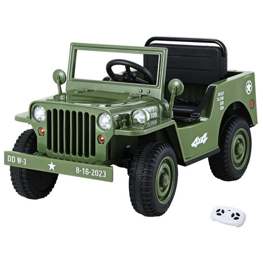 Kids Ride On Car Electric Toys Cars Headlight Music Remote Control Green Jeep