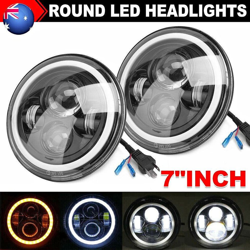2PCS 7inch LED Headlights Projector Hi/Lo Beam DRL Light for Jeep Wrangler JK GQ