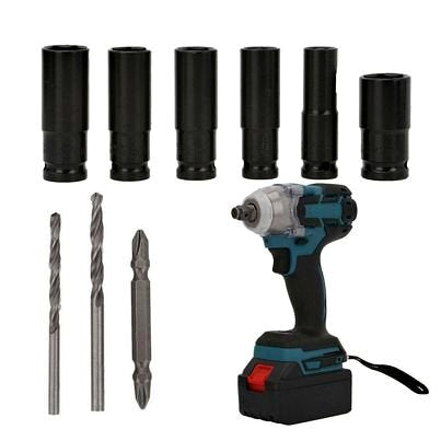 Cordless Rattle 520Nm Cordless Impact Wrench Brushless Rattle Gun 1/2'' Drive & 2x Lit