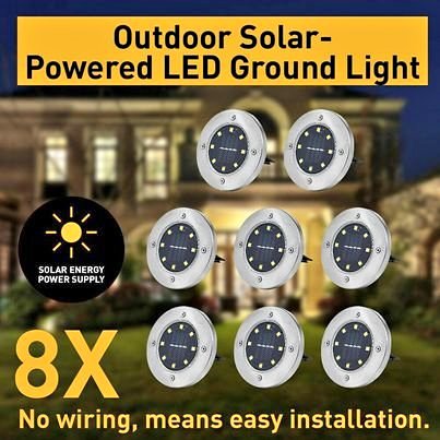 Solar Powered LED Buried Inground Recessed Light Garden Outdoor Deck Path
