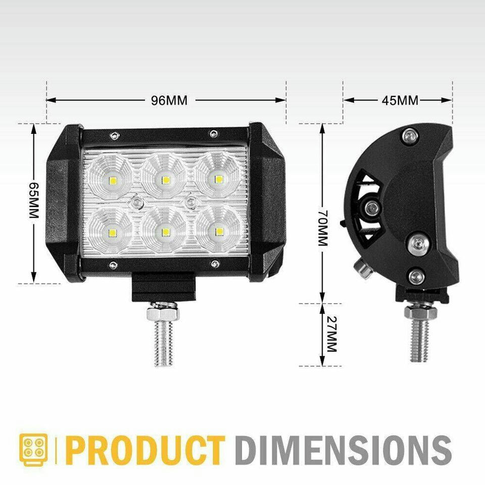4X 4inch LED Work Lights 12V Driving Strip Flood Beam Light Bar SUV Offroad