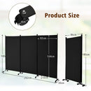 3-Panel Folding Room Divider Rolling Privacy Screen w/Lockable Wheels 180 cm