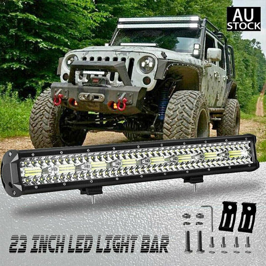 23Inch LED Light Bar Spot Flood Driving + 4" Work Lights + Wiring Combo Kit
