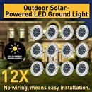 12 Solar Powered LED Buried Inground Recessed Light Garden Outdoor Deck Path