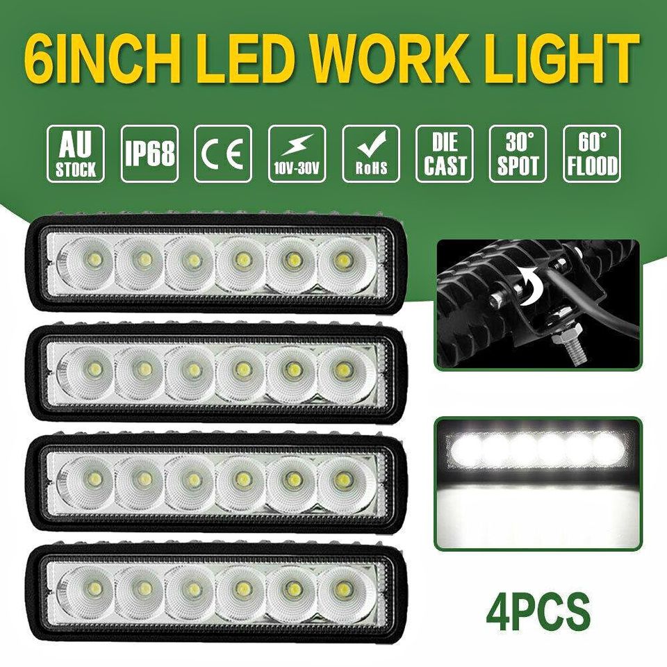 4X 12V LED Work Light Bar Flood Spot Lights Driving Lamp Offroad Car Truck SUV