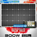 12V 300W Solar Panel Kit Mono Fixed Camping Carava 20A Controller Charging USB