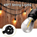 15LED Bulbs Solar Power/Plug 48FT Festoon String Lights Wedding Party Waterproof