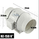 6 Inch Silent Fan Extractor Duct Hydroponic Inline Exhaust Industrial Vent