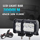 2x 4" 30W CREE Flood/Spot LED Work Light Bar Offroad ATV 4X4WD Boat Lamp+Wire