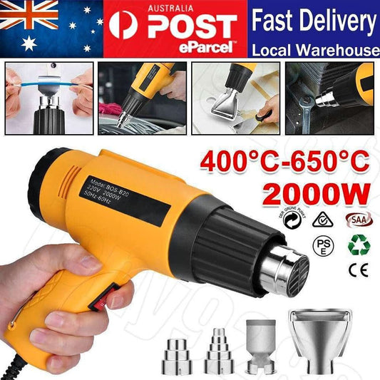 2000W Adjustable Electric Heat Gun Temperature Hot Air Heating Tool W/ 4 Nozzles