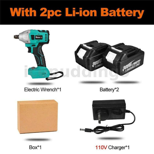Cordless Electric Impact Wrench Brushless Rattle Gun Car Torque Driver Kit 388V