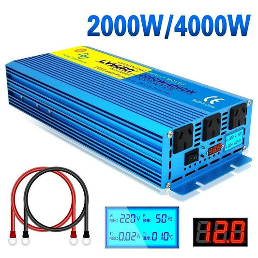 2000w 4000w pure sine wave power inverter DC 12v to AC 240v converter camp trip
