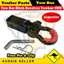 Tow Bar Hitch Receiver Towbar 4WD Off Road Recovery 5 Ton Kit Bow Shackle Black